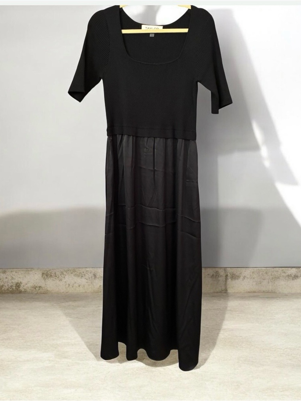 Taylor Black Maxi Dress with Mixed Textures